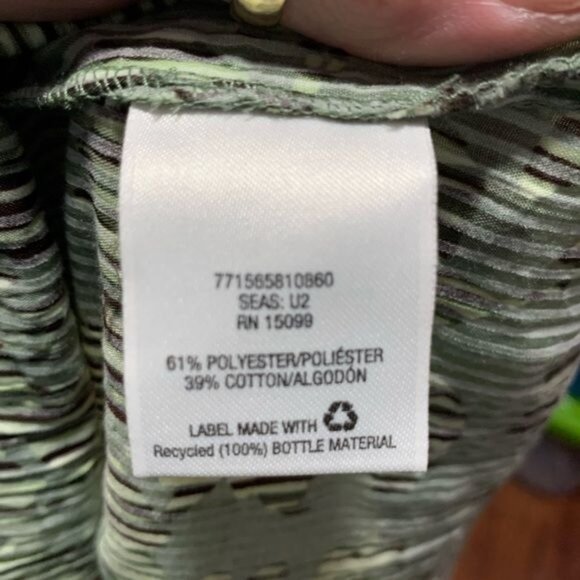 Laura Scott Womans S Green Black Gray Peasant Cap Short Sleeve Blouse Polyester - Picture 7 of 7